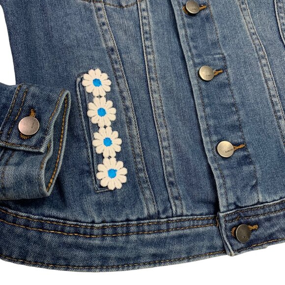 Tractor Denim Jacket Sugar Skull Jean Pink Black Day Dead Trucker Girls Large - Picture 6 of 11